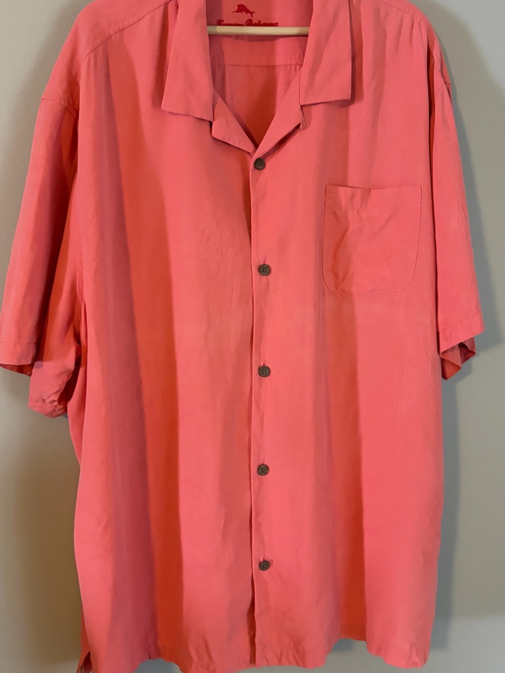 Tommy Bahama silk Short-Sleeve Button-Down Shirt in Coral Pink 3XL